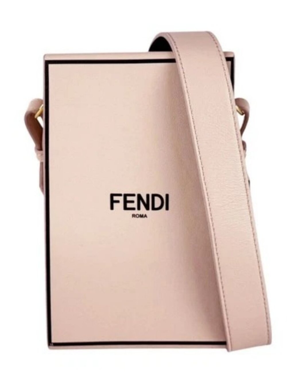 Auth FENDI Box Shoulder Bag Pink Beige Leather - z11080